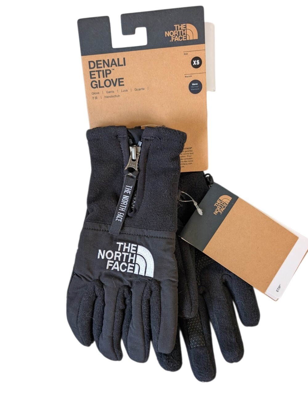 The North Face Denali Etip Black Fleece Tech Gloves... Size XS
